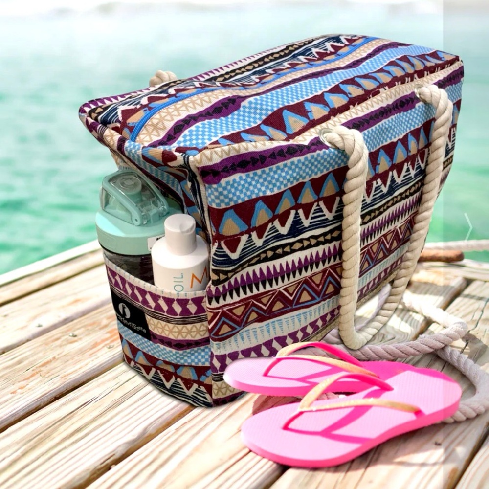 Red Suricata Kiowa Style Beach Bag Native-Indian Boho Extra Large- NWT